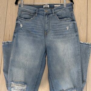 Kensie Vintage Luxe Straight Leg Distressed Knees Denim Size 12